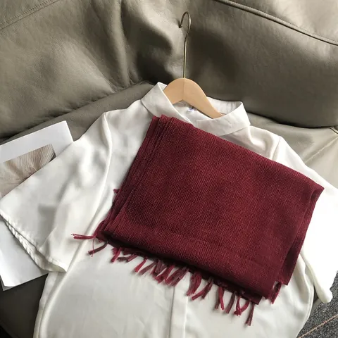 Dames Gekreukte Katoen Linnen Mix Sjaal Elegant Effen Kleur Kwastje Sjaal Zacht Lichtgewicht Ademend Vintage Pashmina Sjaal