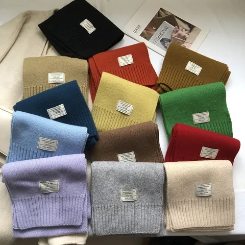 Sciarpa a Maglia 100% Lana Merino Australiana per Donna Calda e Spessa Tinta Unita Scaldacollo Invernale a Costine