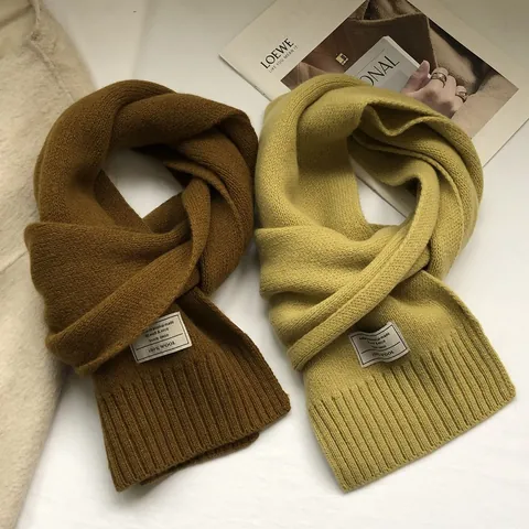 Sciarpa a Maglia 100% Lana Merino Australiana per Donna Calda e Spessa Tinta Unita Scaldacollo Invernale a Costine