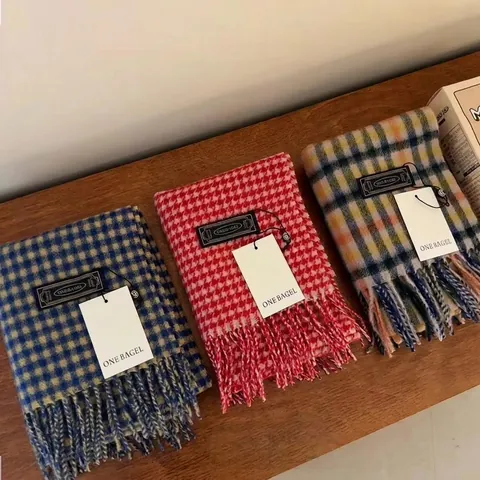 Damen 100% Wolle Kariert Schal Mit Quasten Weich Warm Winter Hahnentritt Schultertuch Mode Lässig Zubehör