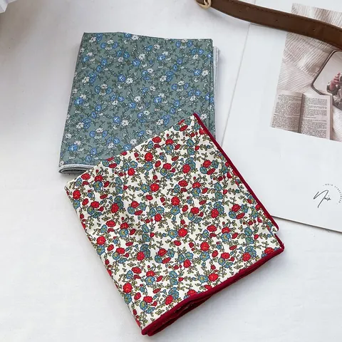 Foulard Quadrato in Cotone Vintage con Stampa Floreale da Donna Bandana in Stile Pastorale Francese Fascia Sottile per Capelli