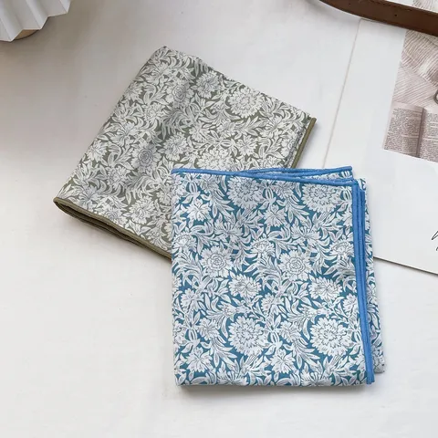 Pañuelo Cuadrado de Puro Algodón con Estampado Floral Pastoral para Mujer Estilo Coreano Retro Diadema para Decoración de Fotos