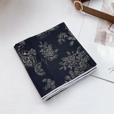 Pañuelo de Satén Cuadrado con Estampado Floral Vintage para Mujer Pañuelo de Cuello Literario Diadema Corbata de Pelo Pañuelo Elegante