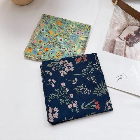 Pastoral Cotton Linen Floral Square Scarf Paisley Pattern Bandana Headwrap Neck Scarf Handkerchief For Women Girl Bag Accessory