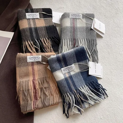 Klassischer Retro 100% Australische Wolle Karo Schal Für Damen Herren Warm Winter Weich Langer Schal Mit Quasten Handmade