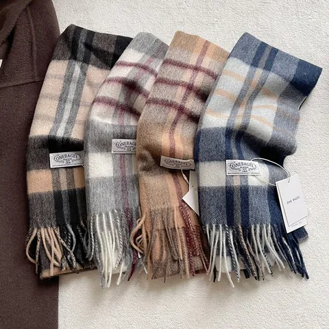 Klassischer Retro 100% Australische Wolle Karo Schal Für Damen Herren Warm Winter Weich Langer Schal Mit Quasten Handmade