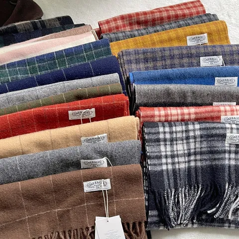 Elegant British Style Plaid Cashmere Scarf For Women Thick Warm Winter Long Tassel Checkered Shawl Wrap Fashion Versatile Neck Warmer