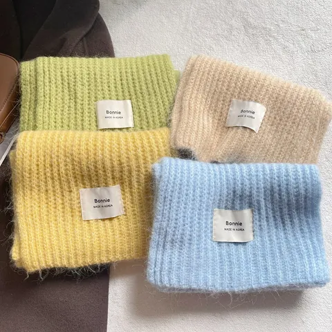 Sciarpa in Maglia Grossa da Donna Caldo Misto Lana Tinta Unita Scaldacollo Stile Coreano Vintage Sciarpa Invernale Outdoor