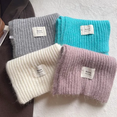Sciarpa in Maglia Grossa da Donna Caldo Misto Lana Tinta Unita Scaldacollo Stile Coreano Vintage Sciarpa Invernale Outdoor