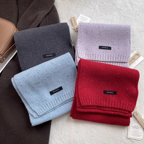 Sciarpa in Maglia 100% Lana per Uomo Donna Inverno Calda Morbida Melange Punto Stellato Tinta Unita Bordi a Costine Casual