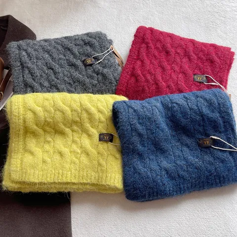Invernale Scaldacollo Donna Caldo Spesso Intrecciato Tinta Unita Misto Lana Morbido Lavorato a Maglia Sciarpa Moda Accessorio