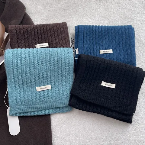 Sciarpa in Maglia 100% Lana per Uomo Donna Inverno Caldo Tinta Unita a Costine Morbida Spessa Lunga Avvolgente Unisex