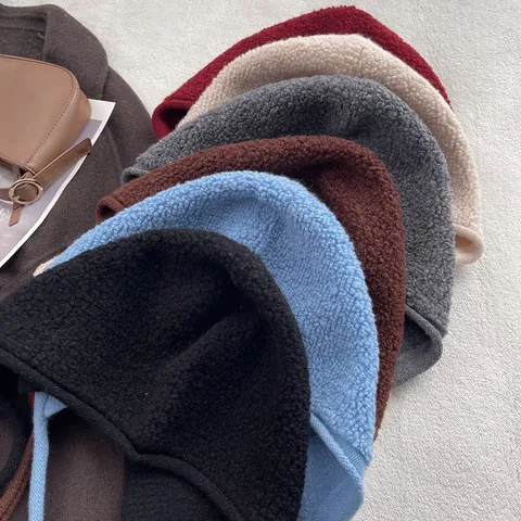 Women Pure Wool Knitted Earflap Hat Winter Warm Sherpa Texture Pilot Hat With Tie Up Strap Solid Color Beanie Hood Hat