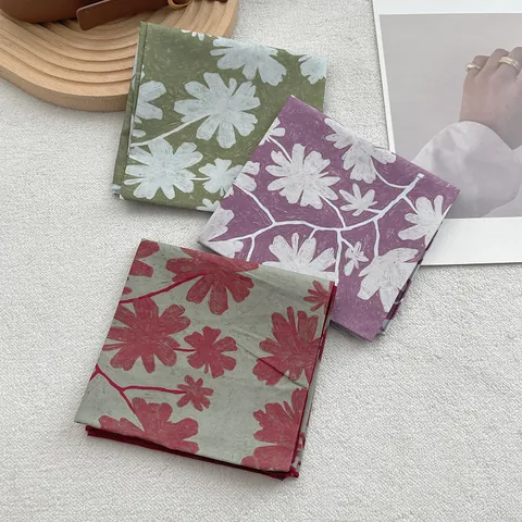 Damen Vintage Blumenmuster Polyester Viereckschal Eleganter Kleiner Halsschal Kopftuch Bandana Für Frühling Sommer Deko
