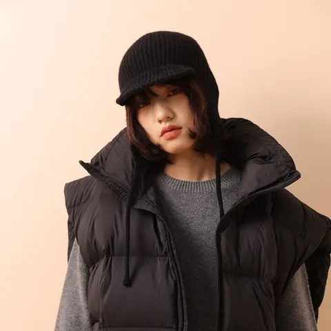 100% Wool Knit Earflap Hat With Short Brim Vintage Ribbed Warm Winter Pilot Cap For Women Outdoor Casual Headwear