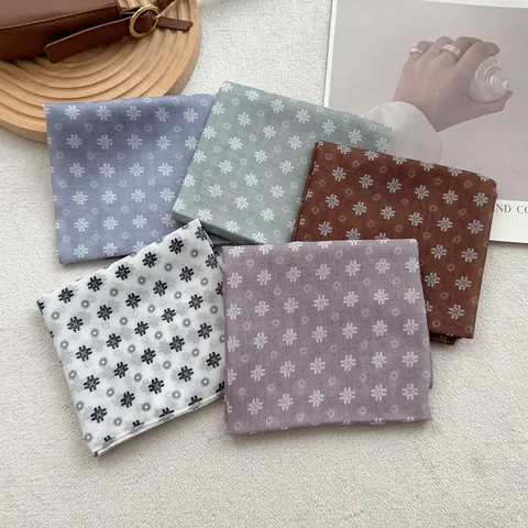 Dames Vintage Bloemenprint Katoenmix Vierkante Sjaal Veelzijdige Halsdoek Mode Hoofdband Bandana Tas Decoratie Accessoire