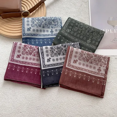 Vintage Paisley Baumwollmischung Quadratischer Schal Für Damen Böhmische Florale Druck Halstuch Kopftuch Mode Accessoire