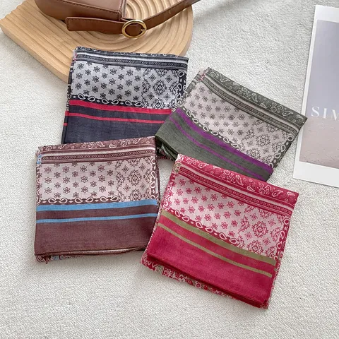Vintage Paisley Print Square Scarf For Women Cotton Blend Bohemian Bandana Headscarf For Music Festival Daily Accessories