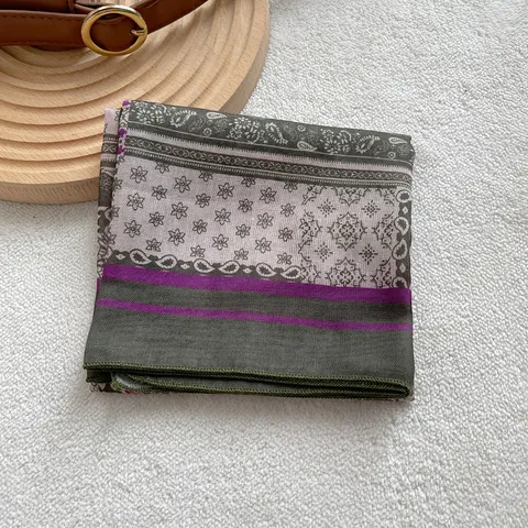 Vintage Paisley Print Square Scarf For Women Cotton Blend Bohemian Bandana Headscarf For Music Festival Daily Accessories