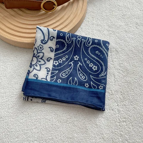 Foulard Quadrato in Cotone con Stampa Paisley Vintage per Donna Motivo Floreale Retro Fascia per Capelli Versatile Sciarpa da Viaggio
