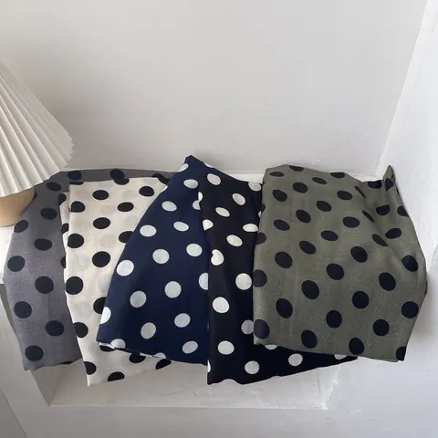 Vintage French Style Polka Dot Scarf For Women Elegant Polyester Blend Printed Warm Shawl For Spring Autumn Winter