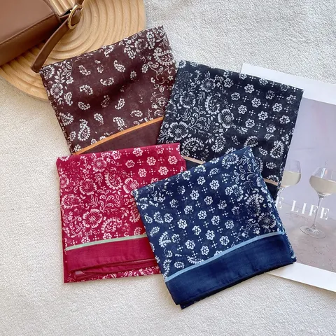 Vintage Paisley Floral Satin Square Scarf For Women Silky Neck Scarf Hair Tie Handbag Ribbon Headscarf Fashion Accessory