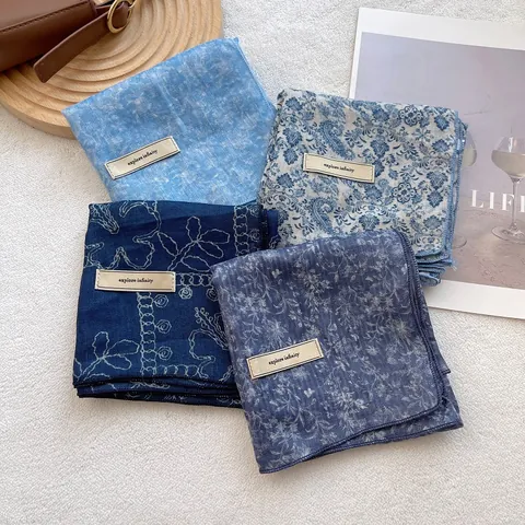 Vintage Blumenmuster Baumwollmischung Quadratisches Tuch Für Damen Paisley Muster Leichtes Halstuch Für Den Täglichen Gebrauch