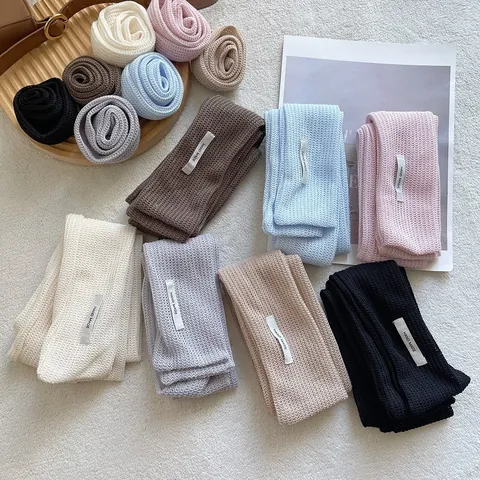 Vintage Korean Style Women Knit Blend Skinny Scarf With 3D Rose Flower Handmade Label Solid Color Decorative Neck Tie