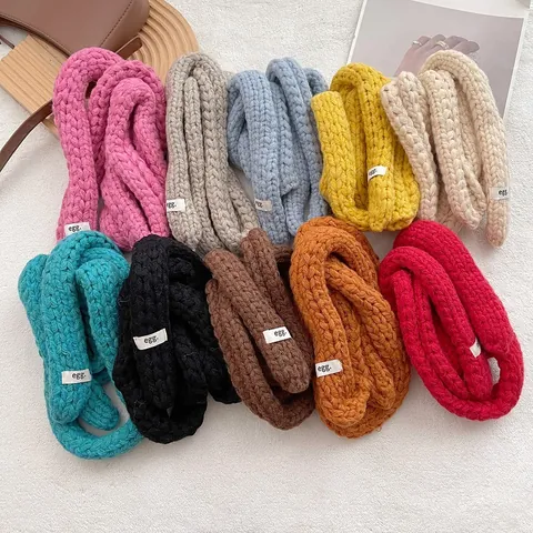 Sciarpa a Maglia Lunga Sottile Stile Coreano Minimalista per Donna Autunno Inverno Moda Versatile Tinta Unita Sciarpa Calda