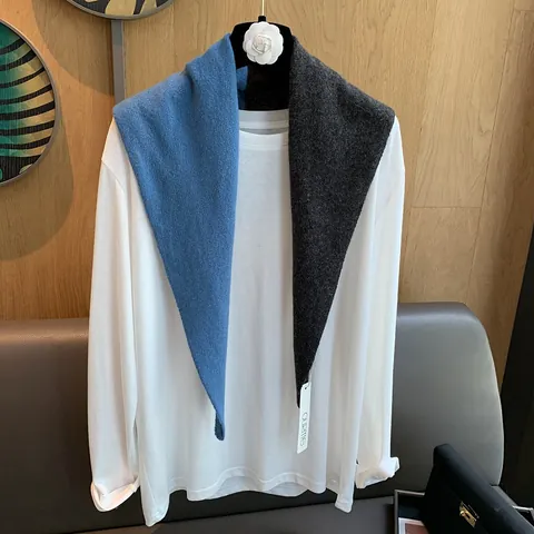 Eleganter Zweifarbiger Strick Dreieckstuch Damen Winter Warm Wollmischung Schal Mode Farbblock Halsschutz Schal
