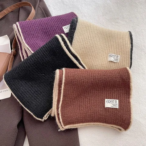 Women Oversized Wool Blend Knit Scarf Winter Thick Ribbed Whipstitch Scarf Shawl Elegant Style Warm Neck Warmer Wrap