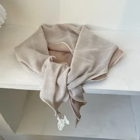 Bufanda de Lino y Algodón Vintage para Mujer Chal de Doble Cara con Bloques de Color y Colgante de Mariposa Hoja Elegante y Suave