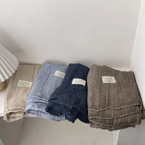 Dames Vintage Katoen Linnen Textuur Sjaal Zacht Effen Kleur Lange Omslagdoek Lichtgewicht Veelzijdig Mori Stijl Wikkel Voor Lente Herfst