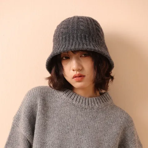 Sombrero de Pescador de Punto de Lana Merina para Mujer Otoño Invierno Estilo Japonés Patrón de Trenzas Cálido Suave