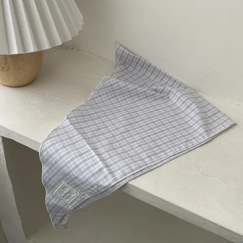 Vintage Plaid Striped Triangular Scarf For Women Cotton Korean Style Literary Head Wrap Scarf Casual Decorative Scarf