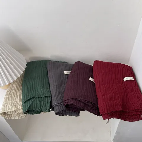 Vintage Solid Color Pleated Scarf For Women Lightweight Crinkle Polyester Shawl Soft Sun Protection Fashion Neck Wrap