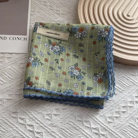 Foulard Quadrato Vintage con Stampa Floreale da Donna in Misto Cotone Elegante Bandana con Motivo Paisley e Pois