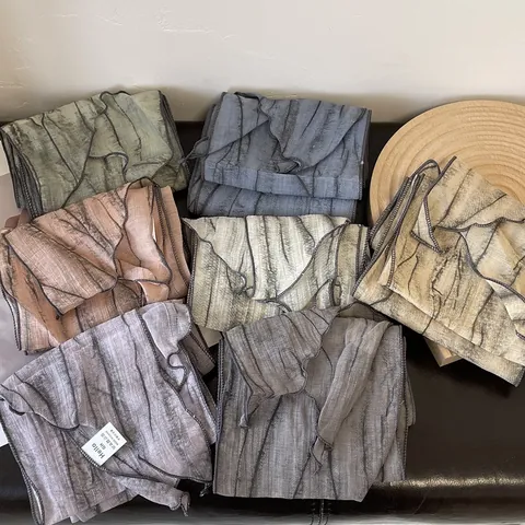 Women Skinny Ribbon Scarf Tie Dye Striped Sun Protection Neck Scarf Thin Wrinkled Texture Fashion Accessory Summer Decorative Scarf