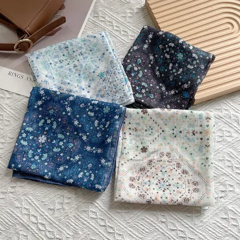Retro Floral Paisley Druck Quadratisches Tuch Für Damen Baumwollmischung Dünner Hals Kopftuch Dekoratives Kleiner Schal Bandana