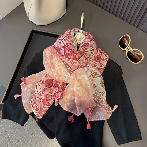 Women Vintage Paisley Print Scarf With Tassels Bohemian Sun Protection Shawl Polyester Wrap For Beach Travel