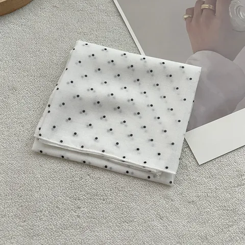 Women Vintage Polka Dot Square Scarf Retro Fashion Cotton Satin Feel Neck Scarf Elegant Head Scarf Neckerchief Accessories