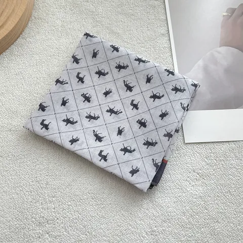 Vintage Equestrian Horse Print Cotton Square Scarf Fashion Grid Bandana For Women Men Head Neck Kerchief Hair Wrap Accessory