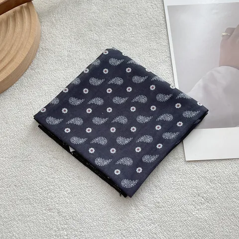 Retro Paisley Floral Print Square Scarf For Women Vintage Cotton Satin Feel Headband Neck Tie Hair Ribbon Accessory