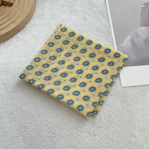 Dames Katoen Bedrukte Vierkante Sjaal Vintage Bloemen Geometrisch Halstuch Haarband Tas Handtas Handvat Wrap Accessoire Hoofddoek