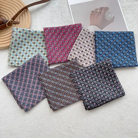 Vintage Floral Print Square Scarf For Women Retro Satin Look Neck Scarf Lightweight Multi Purpose Decorative Head Scarf Hair Band Accessory