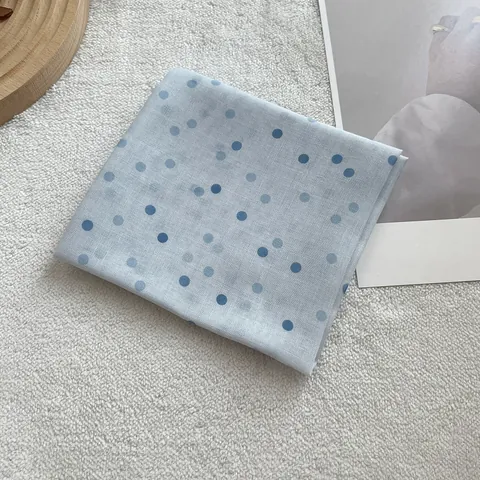 Vintage French Polka Dot Scarf For Women Cotton Linen Soft Square Neck Scarf Elegant Printed Decorative Headband Hair Scarf Handkerchief