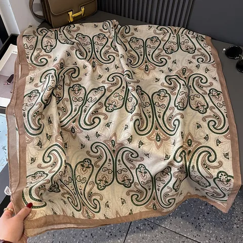 Dames Elegante Paisley Print Satijn Sjaal Vintage Grote Omslagdoek Zijdezacht Gevoel Pashmina Voor Lente Winter Casual Accessoire