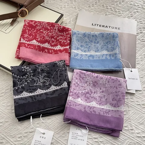 Women Retro Paisley Leopard Print Square Scarf Cotton Blend Sun Protection Neck Scarf Fashion Satin Texture Headscarf Decorative Scarf