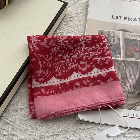 Women Retro Paisley Leopard Print Square Scarf Cotton Blend Sun Protection Neck Scarf Fashion Satin Texture Headscarf Decorative Scarf