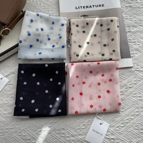 Foulard Quadrato da Donna Vintage a Pois in Misto Cotone Aspetto Satinato Foulard Elegante per Capelli Viaggio Protezione Solare